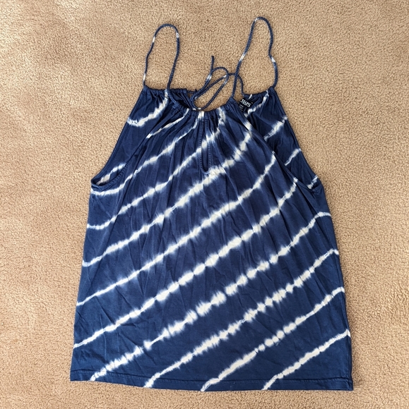 Chaps Blue Tie Dye Halter Tank Top, Large - Picture 4 of 7